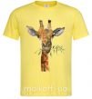 Мужская футболка Жираф с веточкой краски Лимонный фото