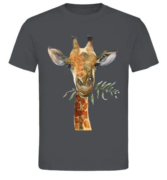 Мужская футболка Жираф з гілкою Графит фото