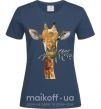 Жіноча футболка Жираф с веточкой краски Темно-синій фото