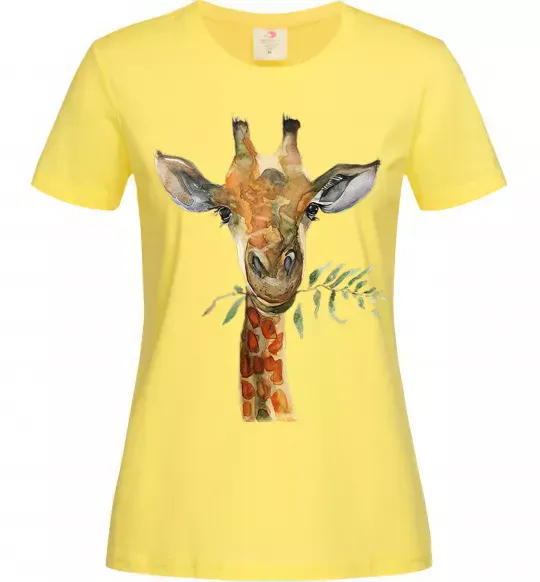 Женская футболка Жираф з гілкою Лимонный фото