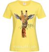 Женская футболка Жираф с веточкой краски Лимонный фото