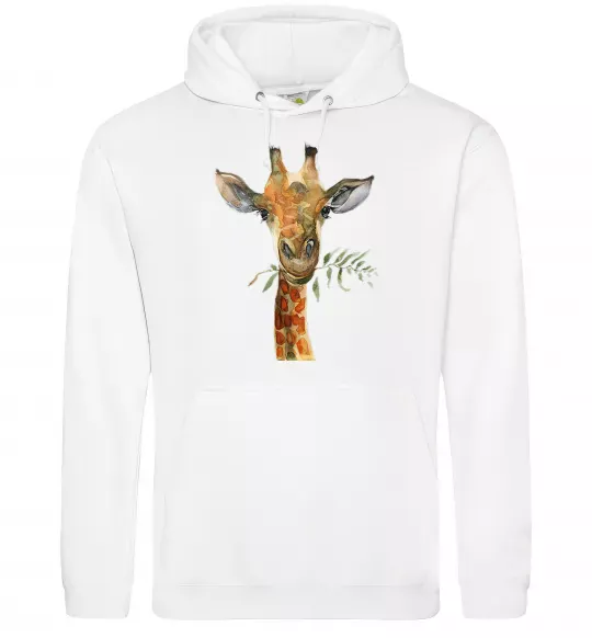 Мужская толстовка (худи) Жираф з гілкою Белый фото