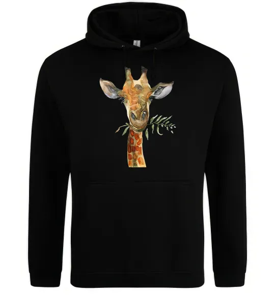 Жіноча толстовка (худі) Жираф з гілкою Чорний фото