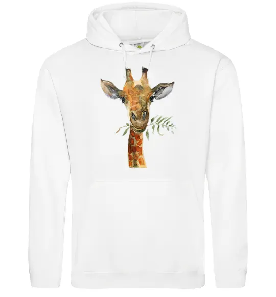 Жіноча толстовка (худі) Жираф з гілкою Білий фото