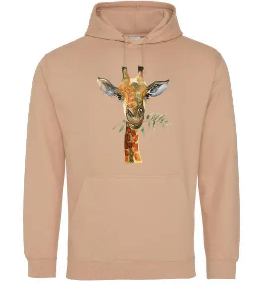 Жіноча толстовка (худі) Жираф з гілкою Пісочний фото