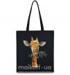 Еко-сумка Жираф с веточкой краски Чорний фото