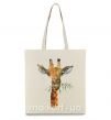 Еко-сумка Жираф с веточкой краски Бежевий фото