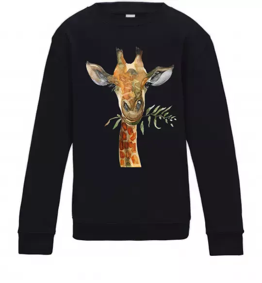 Дитячий світшот Жираф з гілкою Чорний фото