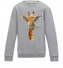 Детский Свитшот Жираф завис Черный фото