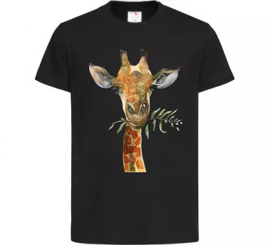 Дитяча футболка Жираф з гілкою Чорний фото