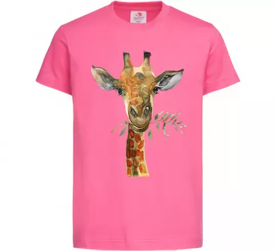 Дитяча футболка Жираф з гілкою Яскраво-рожевий фото