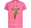 Детская футболка Жираф с веточкой краски Ярко-розовый фото