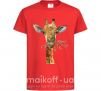 Детская футболка Жираф с веточкой краски Красный фото