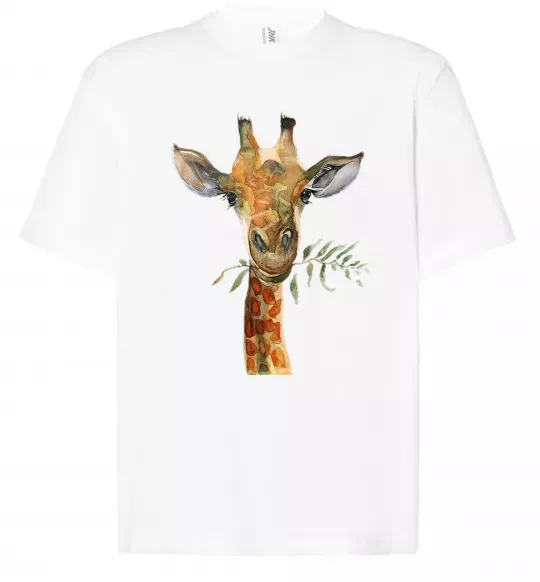 Футболка Оверсайз Жираф з гілкою Белый фото