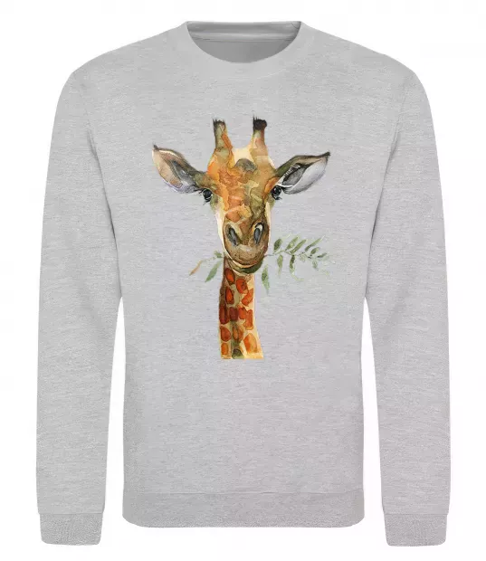 Свитшот Жираф з гілкою Серый меланж фото