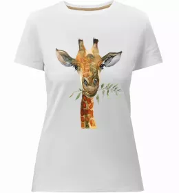 Женская премиум футболка Жираф акварель Белый фото