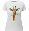 Жіноча преміум футболка Жираф з гілкою Білий фото