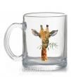 Чашка стеклянная Жираф с веточкой краски Прозрачный фото