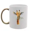Чашка з кольоровою ручкою Жираф з гілкою Золото фото