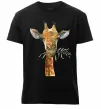 Мужская премиум футболка Жираф з гілкою Черный фото
