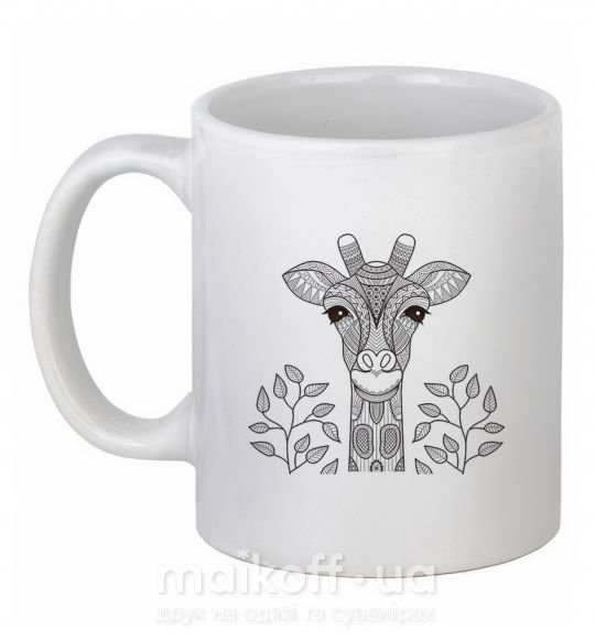 Чашка керамічна Жираф с карими глазами Білий фото