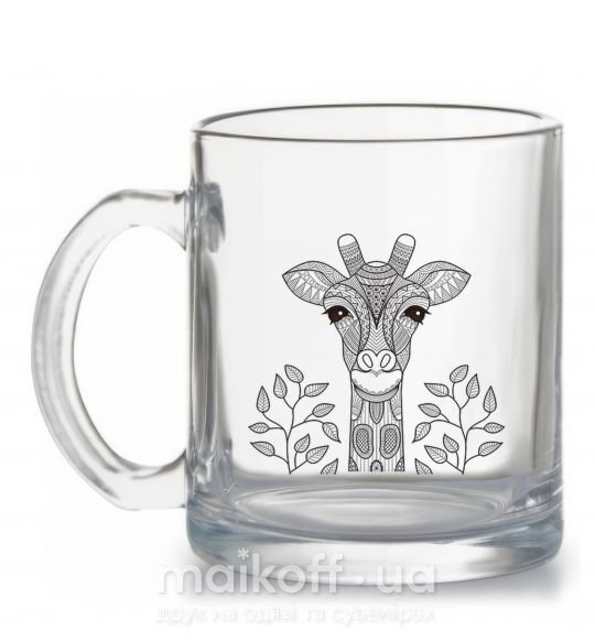 Чашка стеклянная Жираф с карими глазами Прозрачный фото