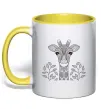 Чашка з кольоровою ручкою Жирафа з карими очима Сонячно жовтий Чашка з кольоровою ручкою Жирафа з карими очима Сонячно жовтий фото