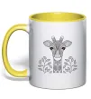 Чашка с цветной ручкой Жирафа з карими очима Лимонный Чашка с цветной ручкой Жирафа з карими очима Лимонный фото