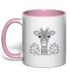 Чашка з кольоровою ручкою Жирафа з карими очима Ніжно рожевий Чашка з кольоровою ручкою Жирафа з карими очима Ніжно рожевий фото