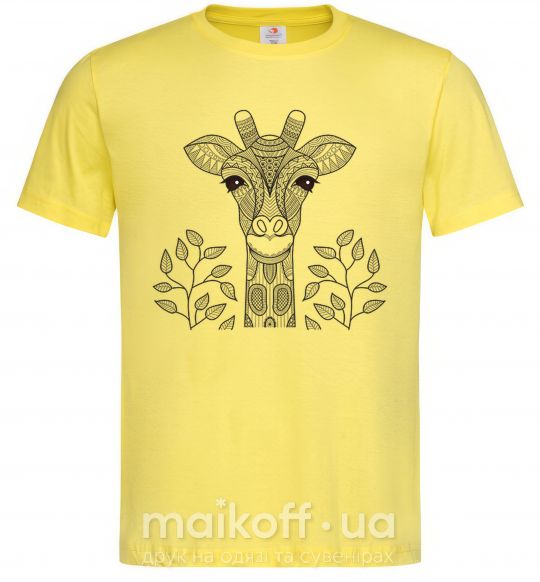 Мужская футболка Жираф с карими глазами Лимонный фото