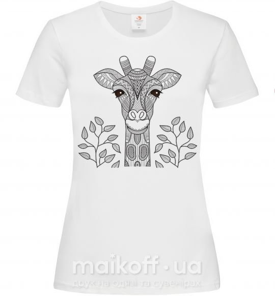 Жіноча футболка Жираф с карими глазами Білий фото