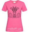Жіноча футболка Жираф с карими глазами Яскраво-рожевий фото