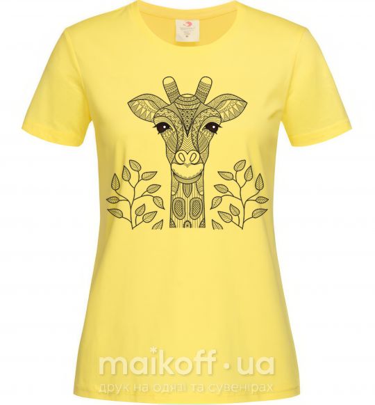 Женская футболка Жираф с карими глазами Лимонный фото