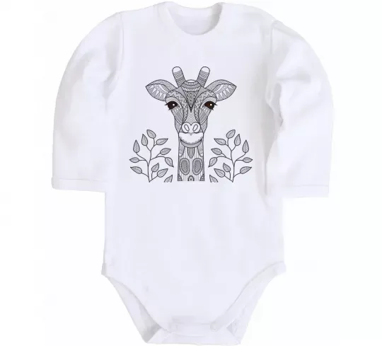 Детский боди Жирафа з карими очима Белый фото