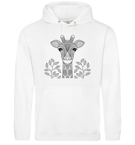 Мужская толстовка (худи) Жирафа з карими очима Белый фото