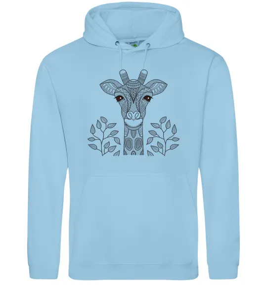 Чоловіча толстовка (худі) Жирафа з карими очима Блакитний фото