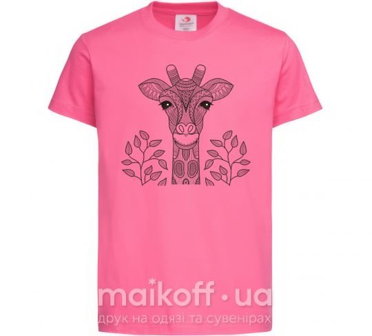 Дитяча футболка Жираф с карими глазами Яскраво-рожевий фото