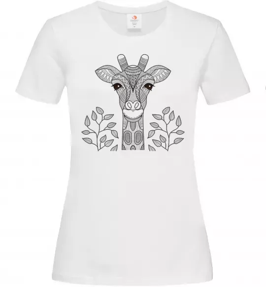 Жіноча футболка Жирафа з карими очима Білий фото