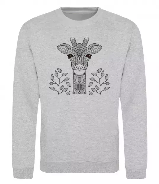 Світшот Жирафа з карими очима Сірий меланж фото