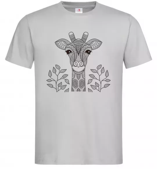 Чоловіча футболка Жирафа з карими очима Сірий фото