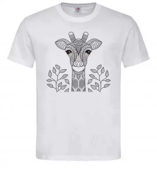 Чоловіча футболка Жирафа з карими очима Білий фото