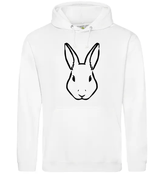 Мужская толстовка (худи) Голова зайчика Белый фото