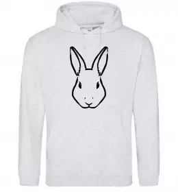 Мужская толстовка (худи) Голова зайчика Серый меланж фото
