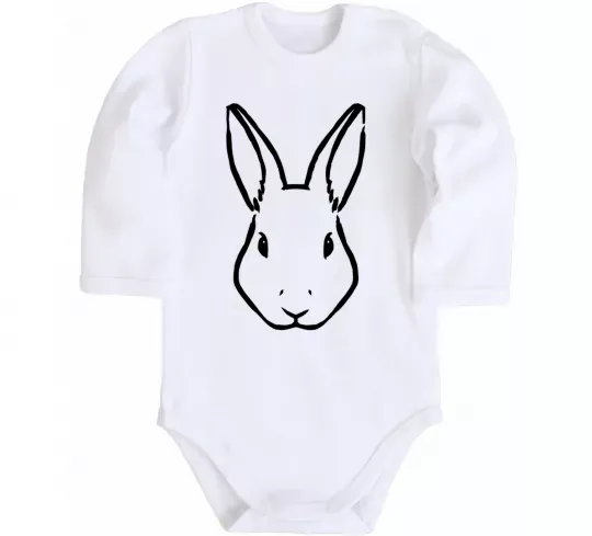 Детский боди Голова зайчика Белый фото