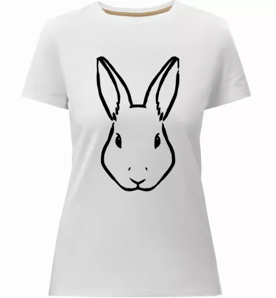 Женская премиум футболка Голова зайчика Белый фото