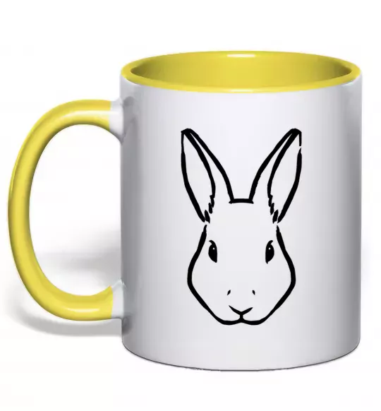 Чашка с цветной ручкой Голова зайчика Солнечно желтый фото