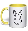 Чашка с цветной ручкой Голова зайчика Солнечно желтый Чашка с цветной ручкой Голова зайчика Солнечно желтый фото