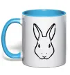 Чашка с цветной ручкой Голова зайчика Голубой Чашка с цветной ручкой Голова зайчика Голубой фото