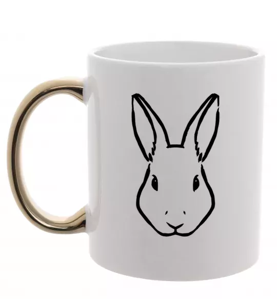 Чашка с цветной ручкой Голова зайчика Золото фото