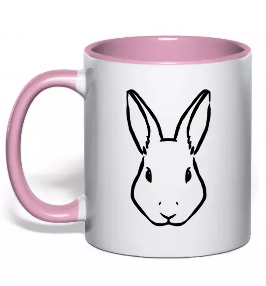 Чашка с цветной ручкой Голова зайчика Нежно розовый фото